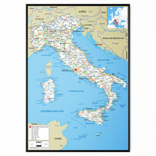 ITALY MAP POSTER EDUCATIONAL DEATILED ITALY MAP WALL ART Print A5 A4 A3