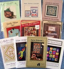 Lot of 10 Folk Art Primitive Quilt  Applique Patterns / New, Old Stock
