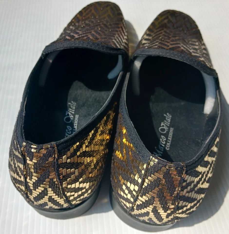 Nuevos Zapatos de Fiesta Marco Vitale Collection Para Hombres Llamativos Dorado/Negro Talla 10.5 Foto 2 de 4