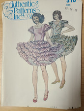 Authentic Patterns 310 Ruffled Square Dance Dress Pattern sizes 12 - 16 Uncut