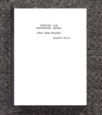 Lathe Operation & Maintenance Manual Fits 1980 South Bend No. 7014-A - 14inch