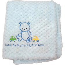 Thank Heaven For Little Boys Blue Bear Baby Blanket RN 31526 Sam Salem  Son Car