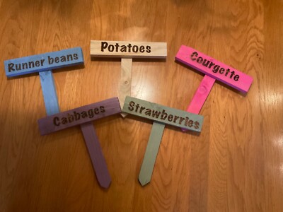 Pflanzenmarker Beschriftungsschild Gemüsebeet Beet Schrebergarten Grundstück Holz eigener Text