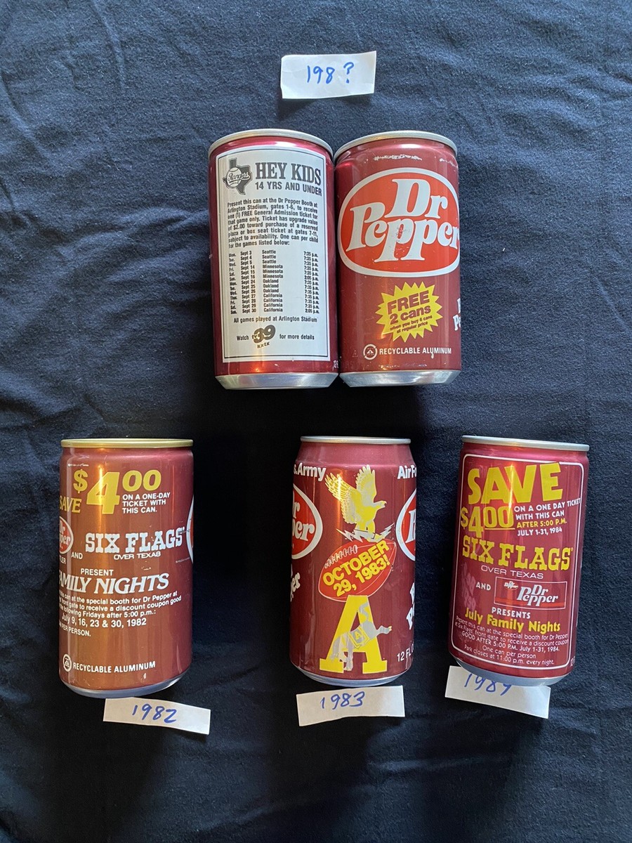 Vintage 1980s Promotional Dr. Pepper Soda Pop Cans (sold