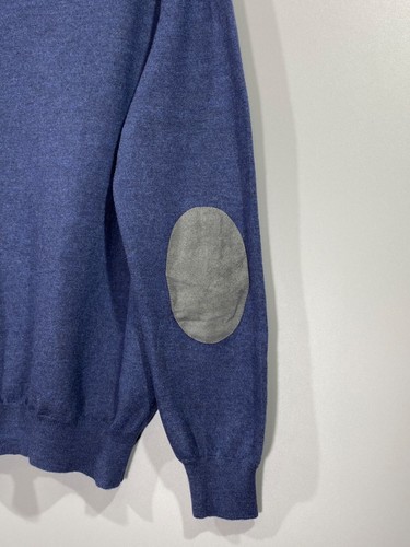 Maglione leggero GRAN SASSO uomo 100% lana Lana blu maglia italiana taglia M - Foto 10 di 15