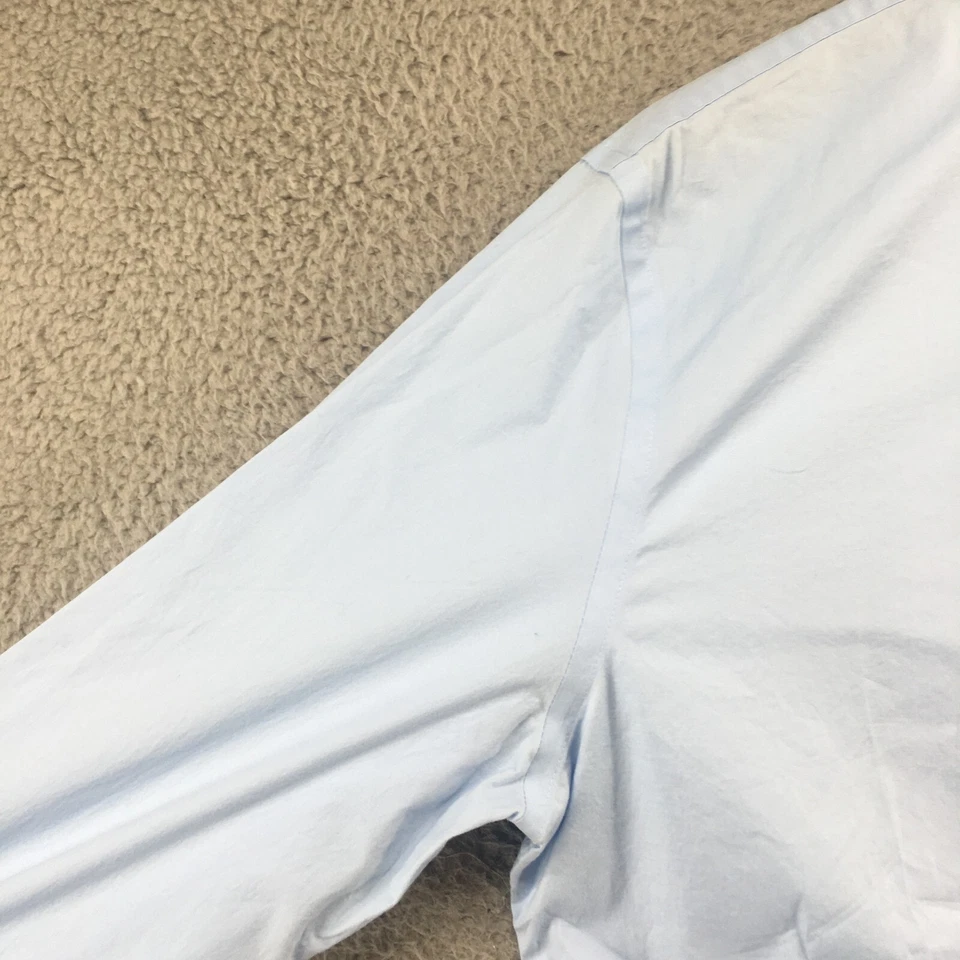 Camisa de vestir 1MX Express con botones para hombre grande azul cuello mangas largas informal Foto 4 de 4