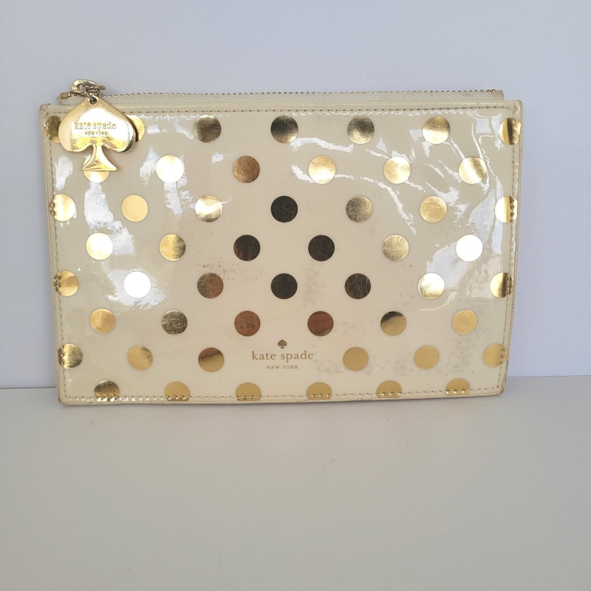 kate spade gold makeup bag