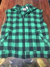 Vintage Dickies Jacket Size Large Green Plaid Zip Up Vest Quilt Lined 90s