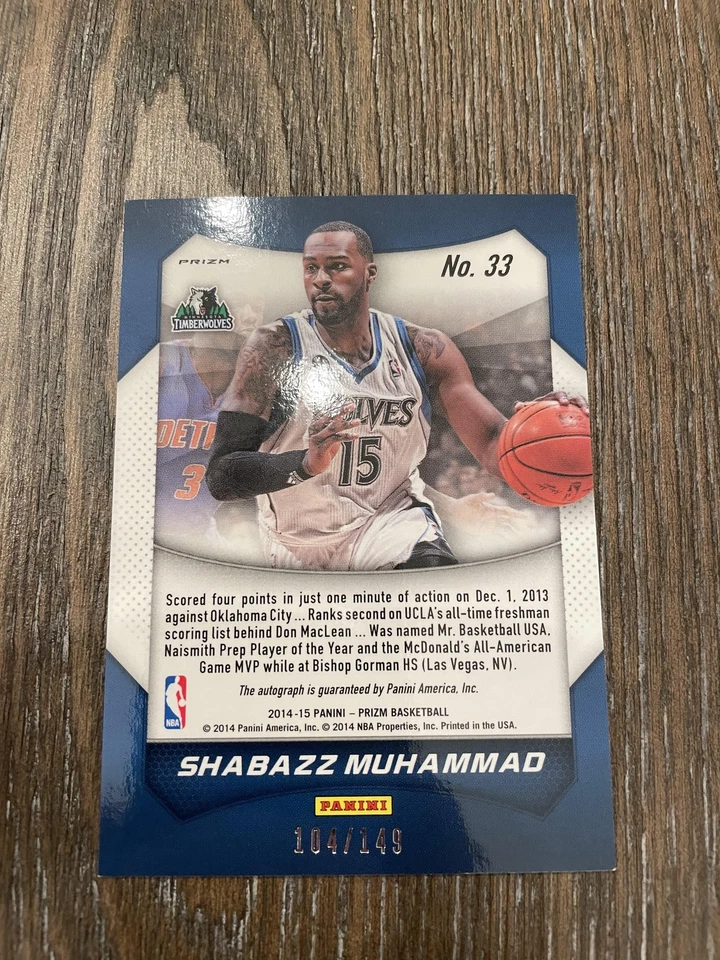 2014-15 Panini Prizm #33 Shabazz Muhammad Autographs Prizms Red Pulsar #/149 - Image 2 of 2