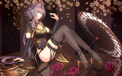 Anime girls luo tianyi chinese dress cleavage stockings Playmat Gaming Mat Desk