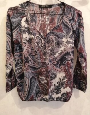Bluse Kaschmir Muster blau Viskose Gr.36 Cache Cache (2201068) 