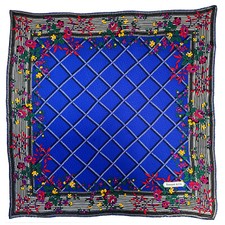 TIFFANY CO. Silk Scarf Floral Trellis 34" Square Made in Italy 1986