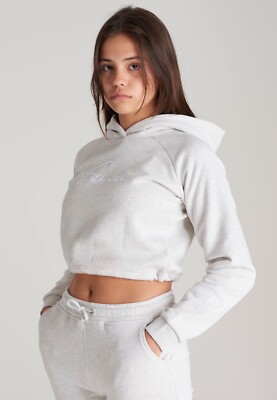 Siksilk White Hoodie SikSilk Girls Snow Marl Signature Cropped