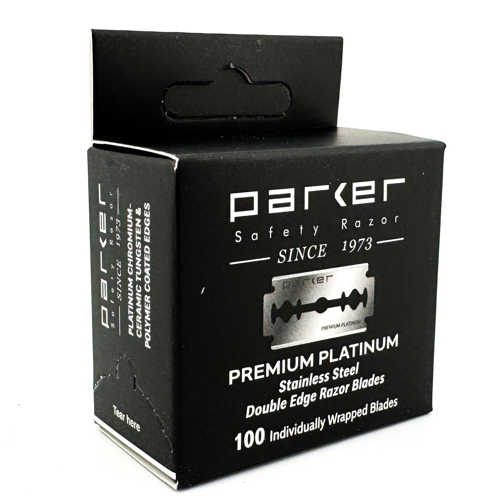 100 Parker Premium Platinum Stainless Double Edge Safety Razor Blade SALON Pack