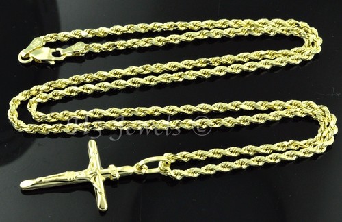 14k solid yellow gold hollow rope chain 