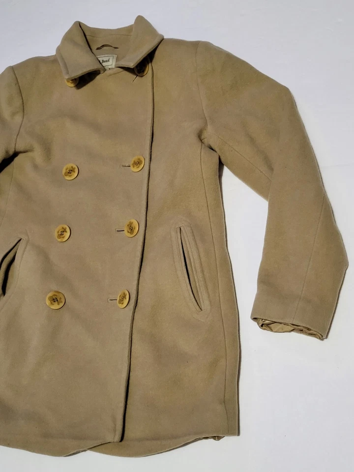 (#C) L.L. Bean Wool  Pea Coat Brown Size women's  REG 4  - Image 4 of 4