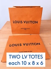Set of Two (2) New LOUIS VUITTON Paper Shopping Tote Bag Orange – 10 x 8 x 6