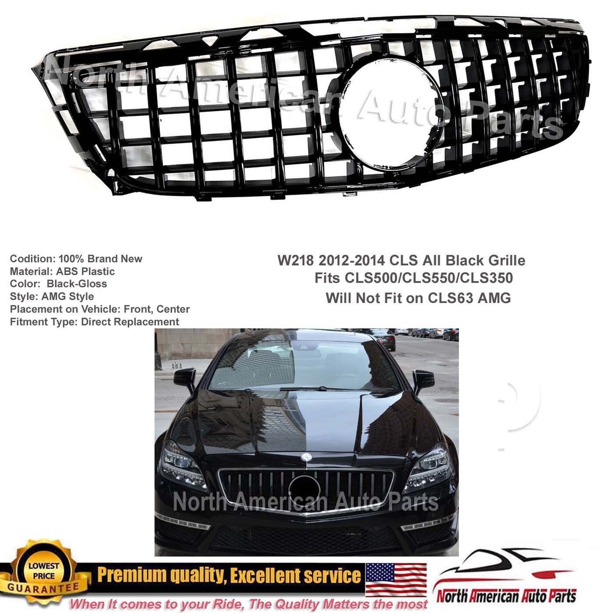 CLS550 GT GTR Grille All Black 2012 2013 2014 Panamericana CLS New