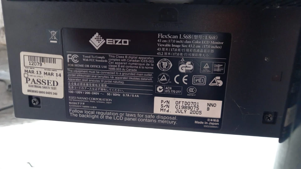 Eizo FlexScan L568 17" inch Black LCD Monitor 0FTD0701 1280 x 1024 DVI VGA USB - Image 2 of 4
