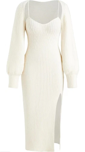 OFF WHITE *NUOVO Con Etichette* Vestito Maglione Bianco Off 2 Pezzi Taglia XL