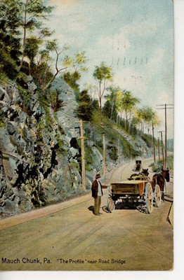 Mauch Chunk PA Rock Profile Formation Lehigh River Photo Litho Postcard Road