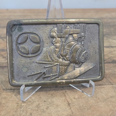 Vintage Bronze 1977-1978 Inland Tops Dinner Mining/Smelting Belt Buckle By Gemco