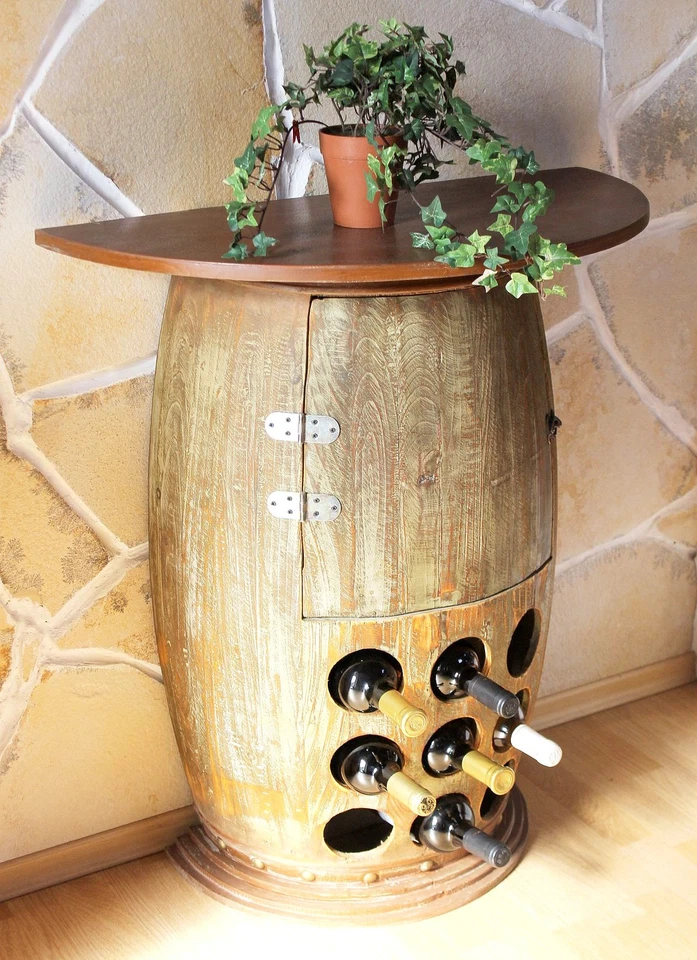 Weinregal Holz Fass Halbrund Wandtisch 1500 Flaschenständer Weinfass Holzfass - Bild 2 von 4