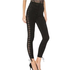 Lovers+Friends Side Lace Up Pants Women M Black Goth Rock Runway Party Chick NWT