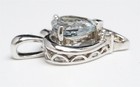 Sterling Silver and 14K Yellow Gold Swirl Aquamarine & Diamond Heart Pendant — photo 2