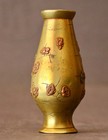 Japanese Brass & Copper 3-1/2" Vase Budda fanning himself — photo 2