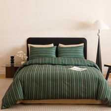 Green Striped Size Comforter Set Farmhouse Bedding King Hunter Green Striped