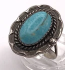 Vintage Sterling Silver Turquoise Native American  Split Shank Ring 5.5g Sz 8.5