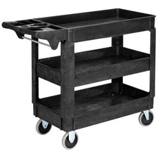Plastic Service Utility Cart Support 550lbs Capacity Ergonomic Handle for Garage