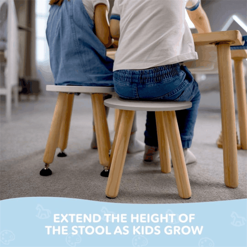 Wooden Step Stool for Kids and Toddlers Set of 2 White Extendable Legs - Picture 4 of 7