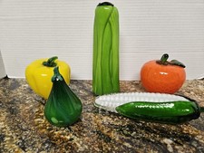 Vintage Murano Style Hand Blown Glass Vegetables And Fruit Lot of 5 - Orange....