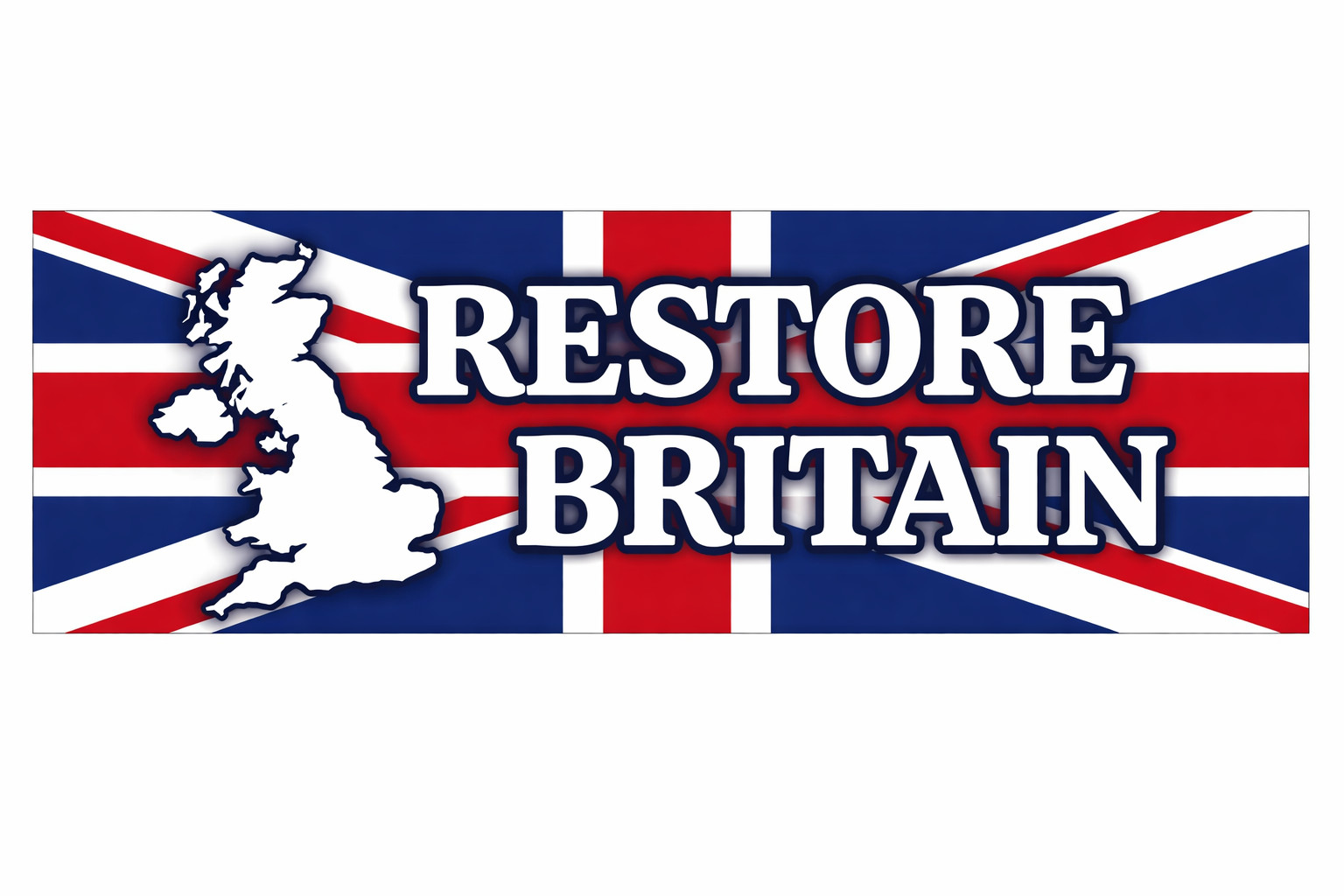 Restore Britain  Rectangle Vinyl Sticker – 15Cx6Cmm x 2 Weatherproof Car Decal