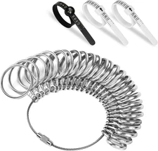 Ring Sizer Measuring Tool US Stainless Steel Ring Size 0-13 with Half Size, 3 Pc