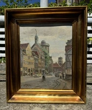 Vintage framed oil Painting: Motiv from Copenhagen By Kai Molter (1903-77)