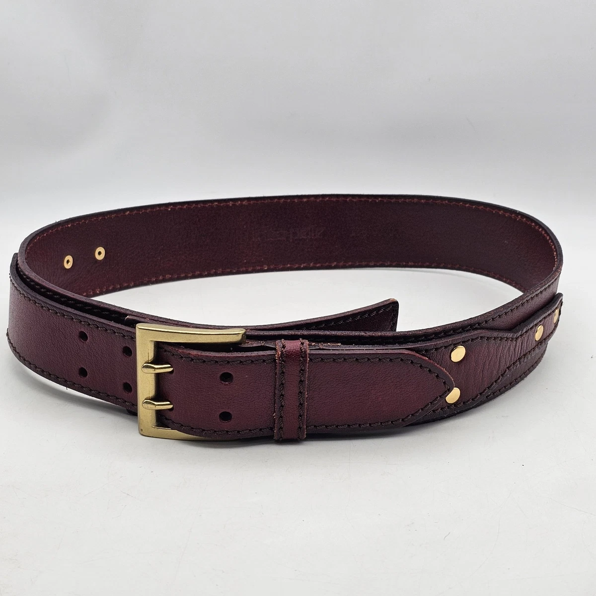 Linea‎ Pelle Collection Brown Leather Embroidered Belt Linea Pelle woven belt with‎ solid brass buckle large vintage main image 4
