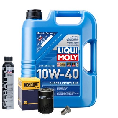 Motoröl 10W40 LIQUI MOLY 5L+HENGST Ölfilter+Cera Tec+Ölablassschraube
