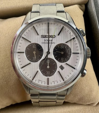Seiko Solar Chronograph Panda Dial V175-0BJ0 39 mm Men s Watch Japan Made Box