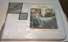 Vintage Lady Pepperell Sheet Full Flat Percale Adriana Pattern Blue Border White