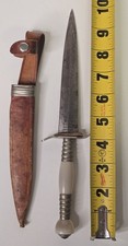 Vintage Solingen Germany G.C.CO 449 Dagger w/ Etched Blade & Leather Sheath