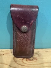 Vintage Leather Knife Sheath Case With Chevrolet Logo