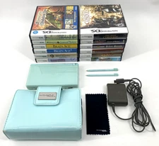 Nintendo DS Lite USG-001 Ice Blue AC Adapter Stylus Carry Case 12 Games Tested
