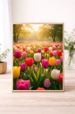 Sonnenuntergang Tulpenfeld Wandkunstdruck - WinsterCreations botanische Dekoration