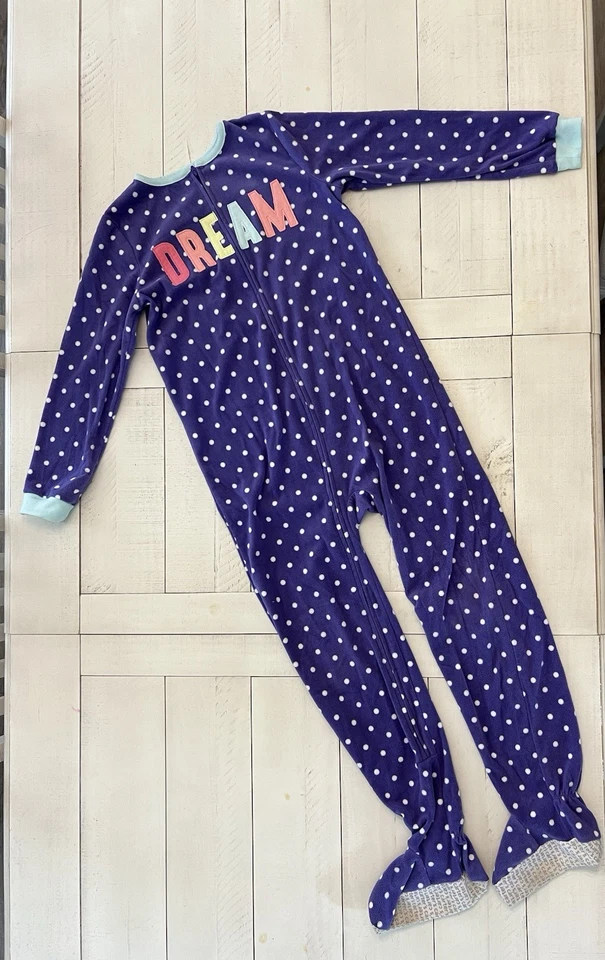 Pijama Carters Niñas Una Pieza Polar DREAM Púrpura Azul Polkadot Pies Talla 10 Foto 2 de 4