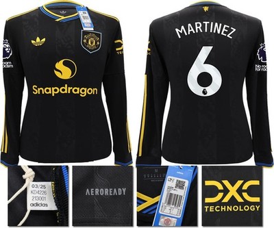 NEU MIT ETIKETT 2025 2026 MANCHESTER UNITED ADIDAS 3RD SHIRT LS MARTINEZ 6 + PATCHES SMALL