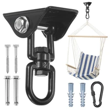 360° Swivel Swing Hangers, Hammock Hanging Kit, Swing Hook for Ceiling [Black]
