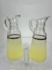 Vintage BLENDO Oil & Vinegar CRUETS Frosted Yellow Glass ANCHOR HOCKING 3pc Set — photo 5